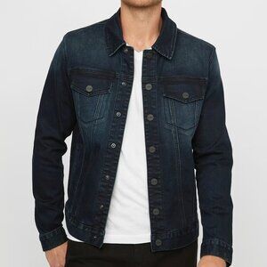 Large Guess Men Vertix Hooded Denim Jacket